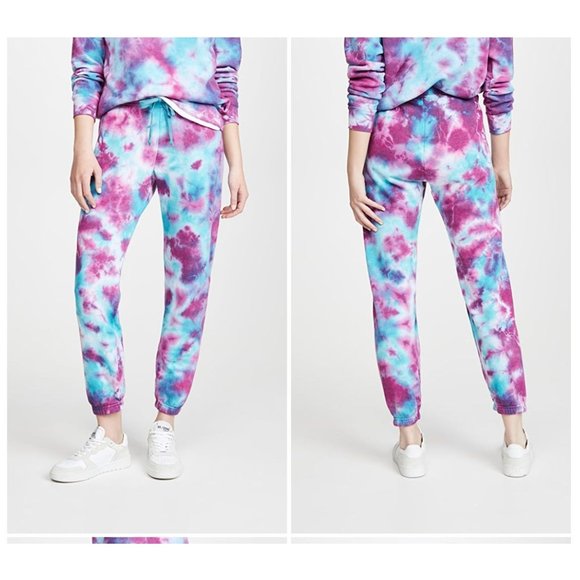Aviator Nation Pants - AVIATOR NATION HAND DYED TIE DYE SWEATPANTS - TURQUOISE - Size XS
